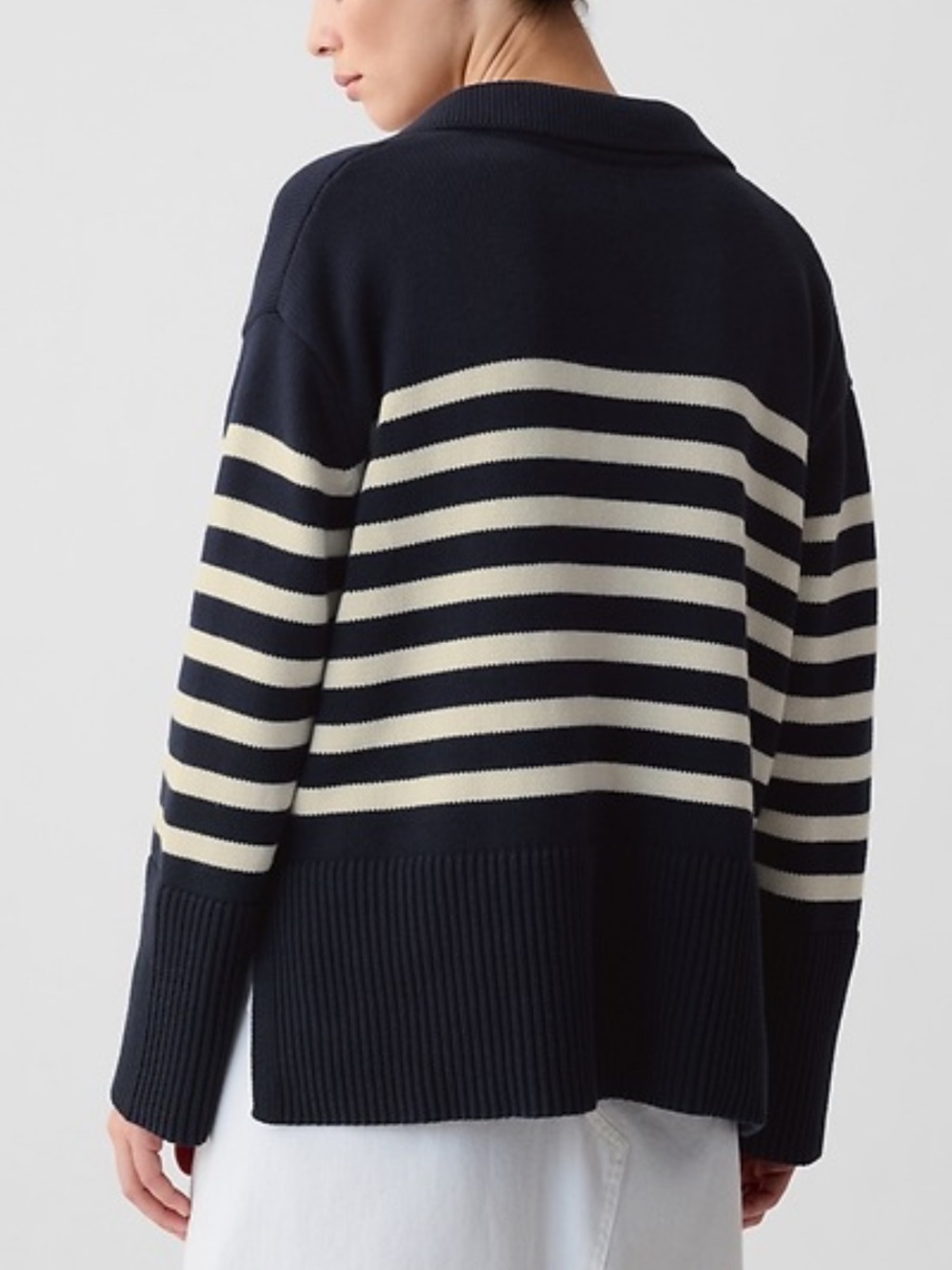 Gap Navy and White Striped Collared Sweater - Picture 15 of 15